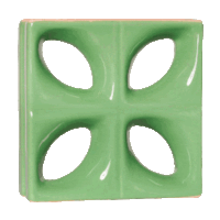 Elemento vazado de louça esmaltado Folha Verde Fortuna