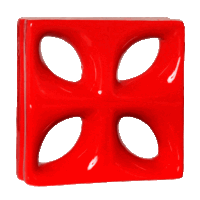Elemento vazado de louça esmaltado Folha Vermelho