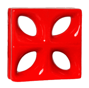Elemento vazado de louça esmaltado Folha Vermelho